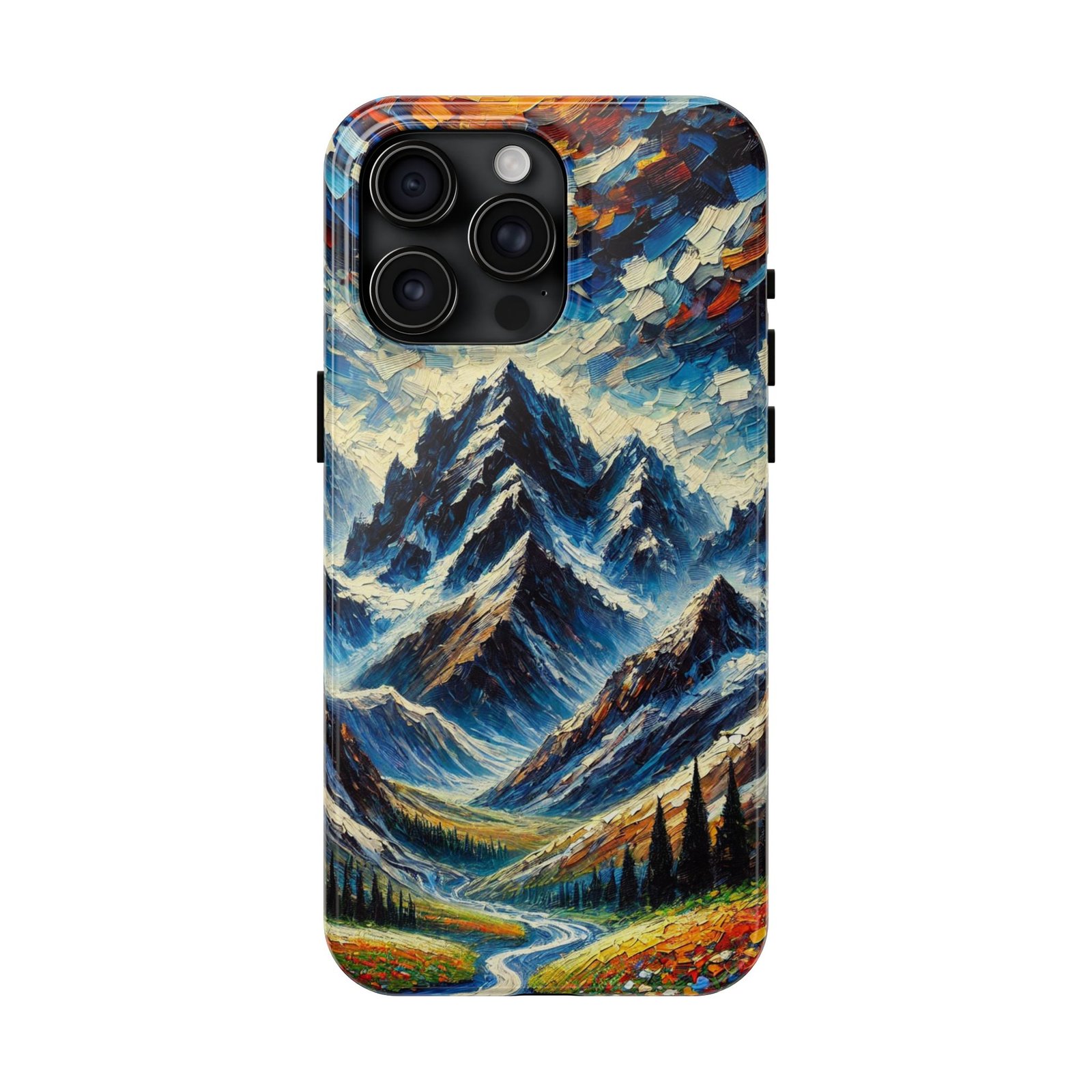 Sunspill Over Ice and Bloom Tough Phone Case - Winter Floral Aesthetic - iPhone 15 Pro Max